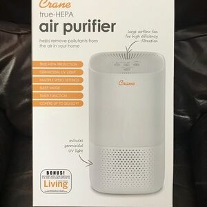 CRANE (EE-5067) TRUE HEPA TOWER AIR PURIFIER W/GERMICIDAL UV LIGHT *NEW IN BOX*